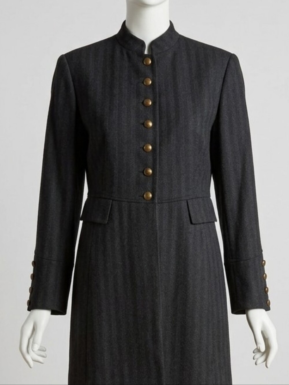 Vintage Emanuel Ungaro Black Officer Military Coat Jacket Gold Buttons Sz 6